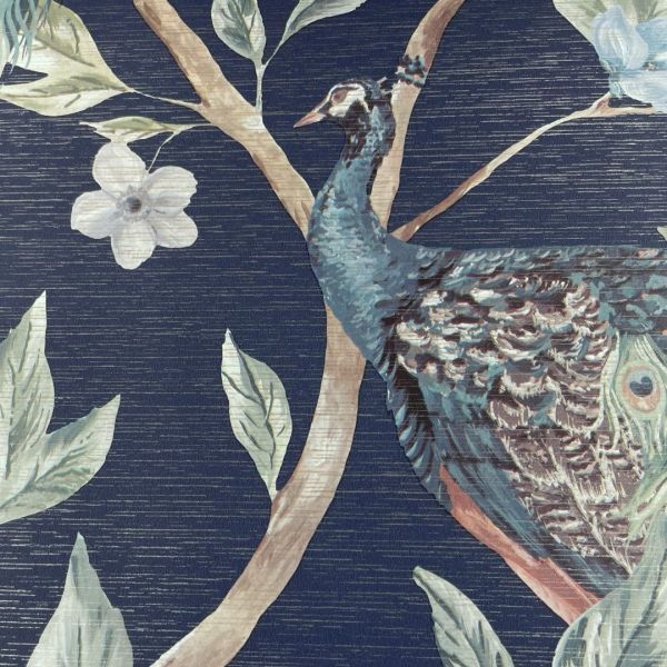 Keeka Peacock Wallpaper Navy World of Wallpaper 2.jpg